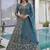 Splendid Teal Blue Sequins Net Party Wear Lehenga With Blouse