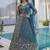 Splendid Teal Blue Sequins Net Party Wear Lehenga With Blouse