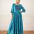 Teal blue embroidered chanderi dress