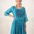 Teal blue embroidered chanderi dress