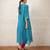 Teal blue embroidered chanderi kurta set