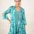 Aqua blue printed chanderi co ord set