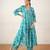 Aqua blue printed chanderi co ord set