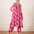 Pink floral printed chanderi kurta set