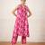 Pink floral printed chanderi kurta set