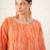 Peach printed chanderi kurta set