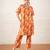 Rust orange printed cotton kurta set