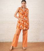 Rust orange printed cotton co ord set