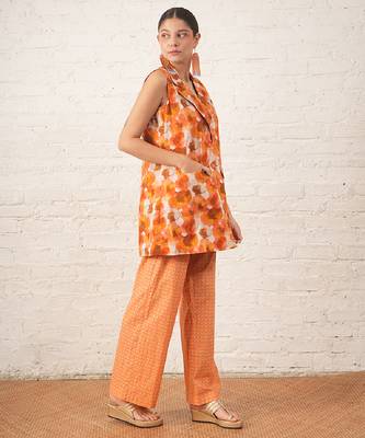 Rust orange printed cotton co ord set 2