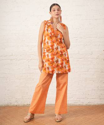 Rust orange printed cotton co ord set 3