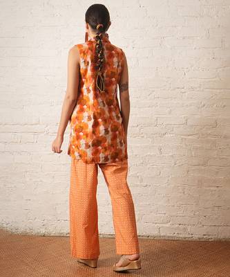 Rust orange printed cotton co ord set 4