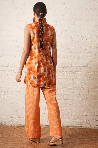 Rust orange printed cotton co ord set