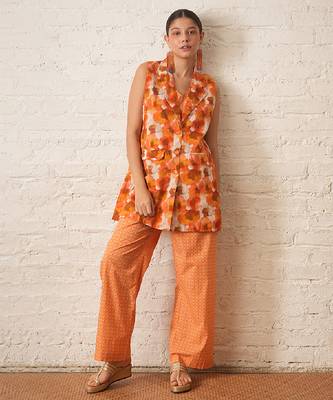 Rust orange printed cotton co ord set 5