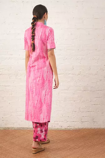 Pink printed cotton kurta set