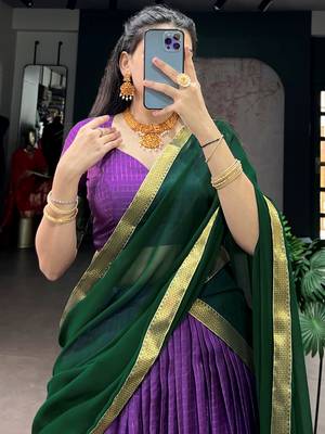 Captivating Purple Zari Weaving Silk Traditional Lehenga With Blouse 7