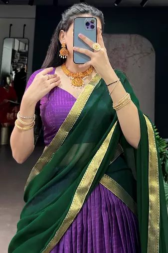 Captivating Purple Zari Weaving Silk Traditional Lehenga With Blouse