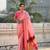 Peach organza zari weaving saree with matching blouse piece