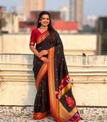 Black organza zari weaving saree with matching blouse piece