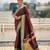 Brown organza zari weaving saree with matching blouse piece