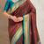 Brown organza zari weaving saree with matching blouse piece