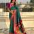 Teal organza zari weaving saree with matching blouse piece
