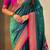 Teal organza zari weaving saree with matching blouse piece