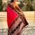 Red border traditional butti & geometric zari work rich woven pallu design
