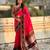 Red border traditional butti & geometric zari work rich woven pallu design