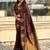 Chocolate silk blend saree with golden zari motifs & rich woven pallu | traditional festive wear saree