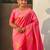 Pink silk blend saree with golden zari motifs & ripi woven pallu | traditional festive wear saree