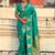 Teal silk blend saree with golden zari motifs & rite woven pallu | traditional festive wear saree