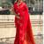 Red silk blend saree with golden zari motifs & rire woven pallu | traditional festive wear saree