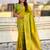 Light lime silk blend saree with golden zari motifs & rili woven pallu | tliditional festive wear saree
