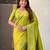 Light lime silk blend saree with golden zari motifs & rili woven pallu | tliditional festive wear saree