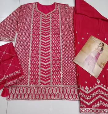 Pink chinon sequin embroidered salwar suit  3