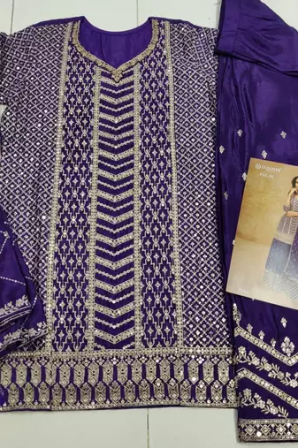 Violet chinon sequin embroidered salwar suit