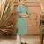 Teal green printed cotton silk kurta set