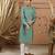 Teal green printed cotton silk kurta set