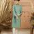 Teal green printed cotton silk kurta set