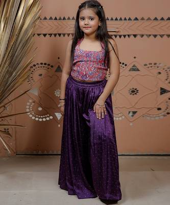 Purple printed modal sharara set 1