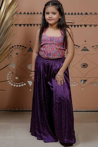 Purple printed modal sharara set