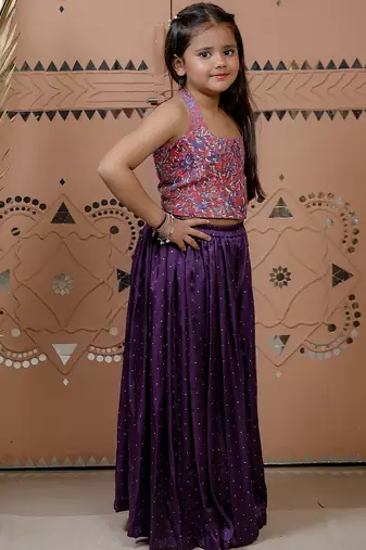 Purple printed modal sharara set