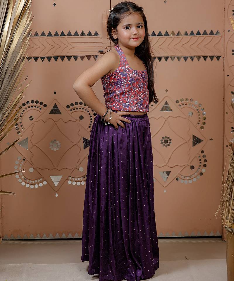 Purple printed modal sharara set