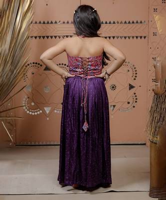 Purple printed modal sharara set 3