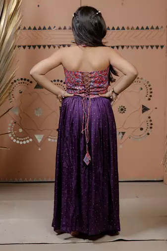 Purple printed modal sharara set