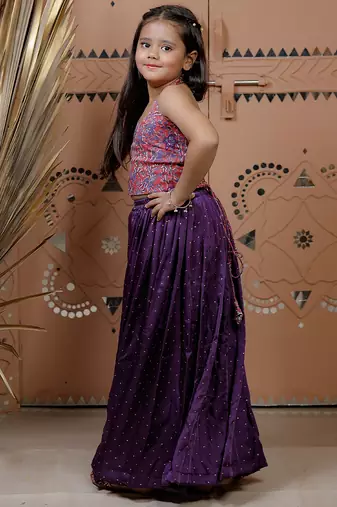 Purple printed modal sharara set