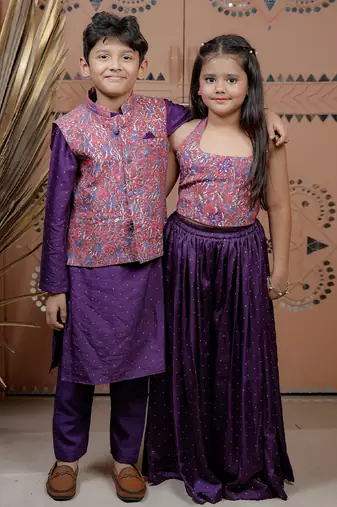 Purple printed modal sharara set