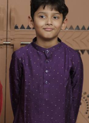 Purple embroidered modal kurta set 1
