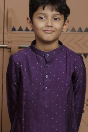 Purple embroidered modal kurta set