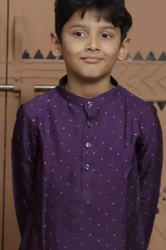 Purple embroidered modal kurta set